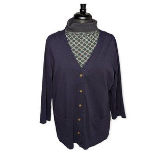 Land's End Navy 2 Piece Cardigan & Sleeveless Turtleneck Size XL
